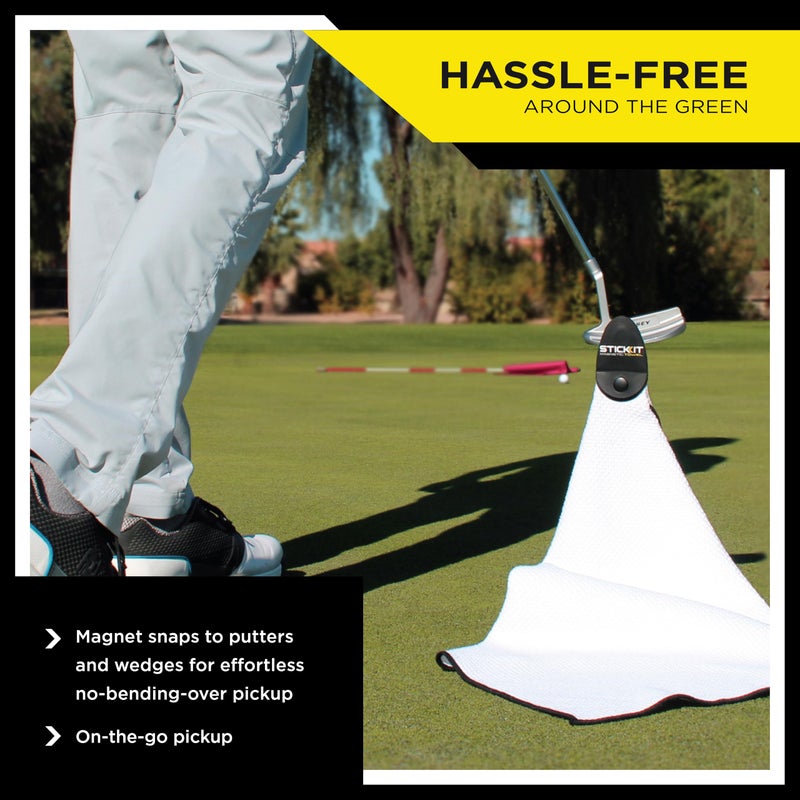 STICK-IT STICKIT Magnetic Towel, White | Top-Tier Microfiber Golf Towel with Deep Waffle Pockets | Industrial Strength Magnet for Strong Hold to Golf Carts or Clubs - Image 4